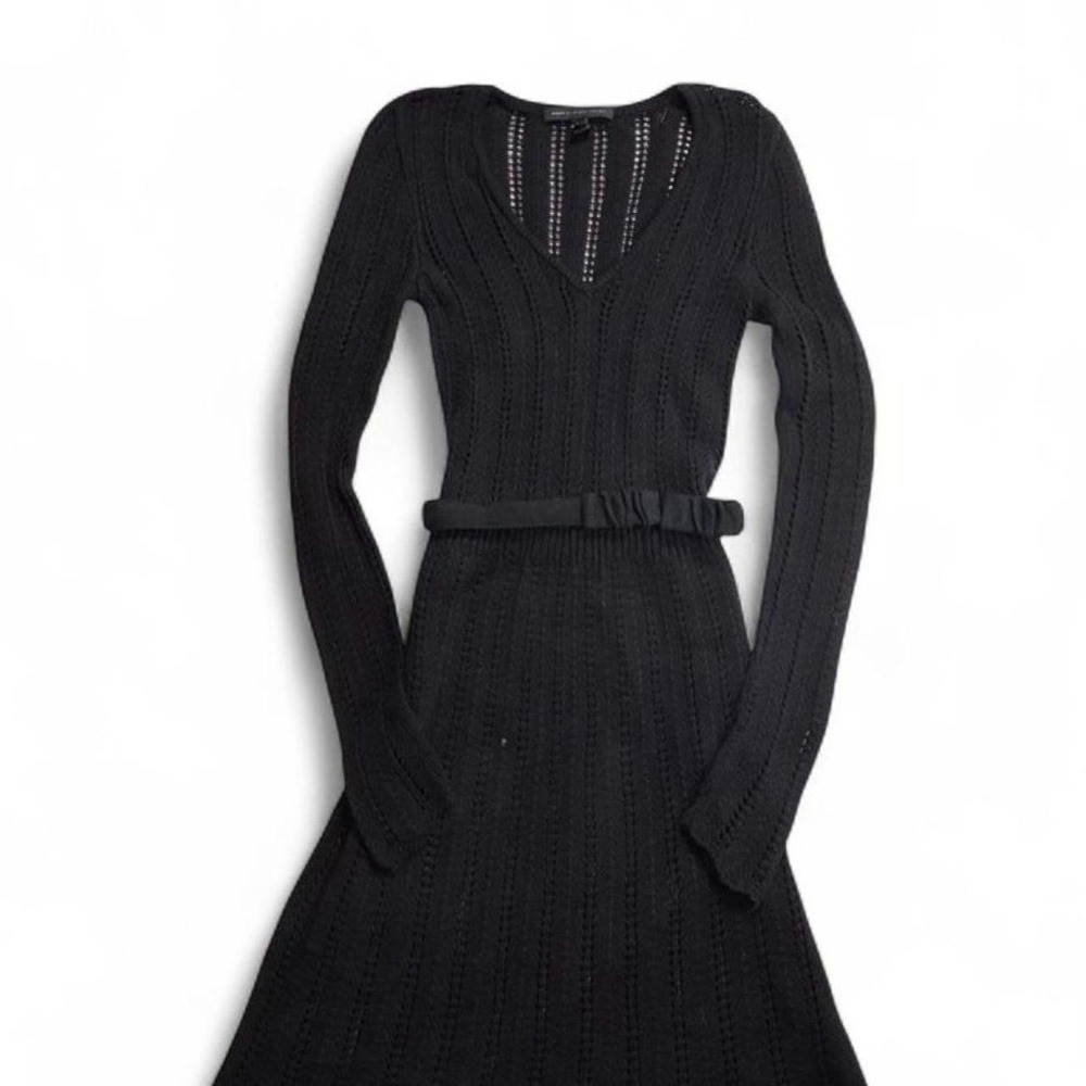 Marc Jacobs Whimsigoth Black 100% Cotton Open Stitch Crochet Sweater DresS